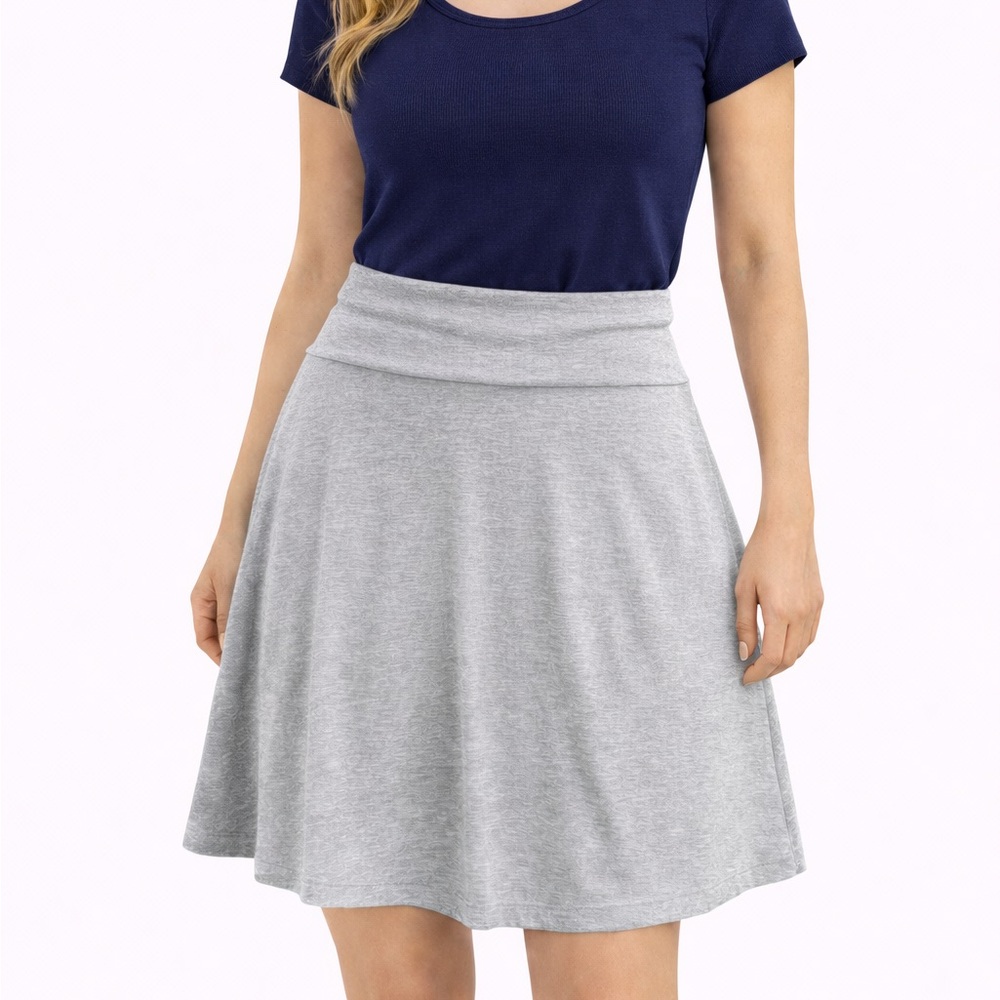 Old Navy Light Gray A-Line Skirt, Fold-Over Waist, Women’s Small, EUC.